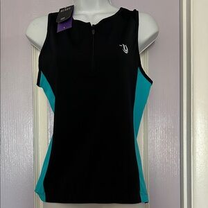 BEROY Women's Black and Teal Triathlon Top Large NWT